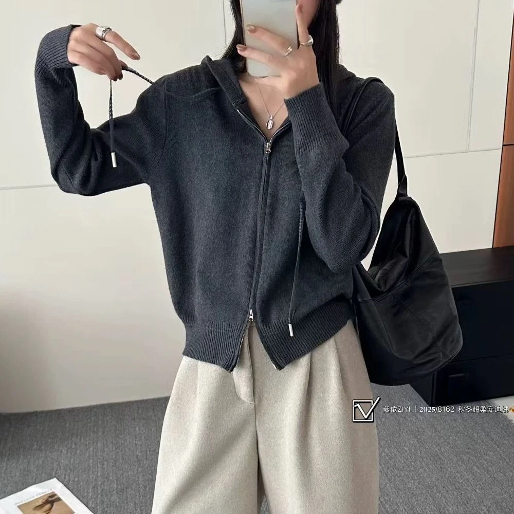 【波尔多红】3898开衫外套超柔软高品质连帽上衣