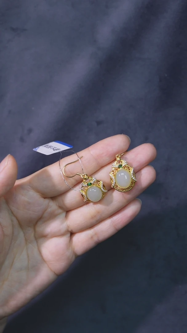 和田玉未镶嵌耳饰BY0606FLSF标105