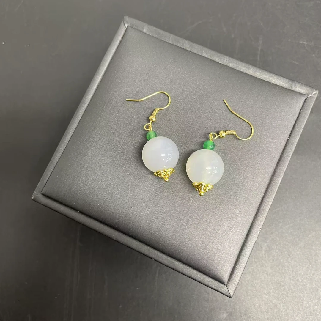 【小杰推荐】冰白圆珠耳坠 （多样性发其一）10249