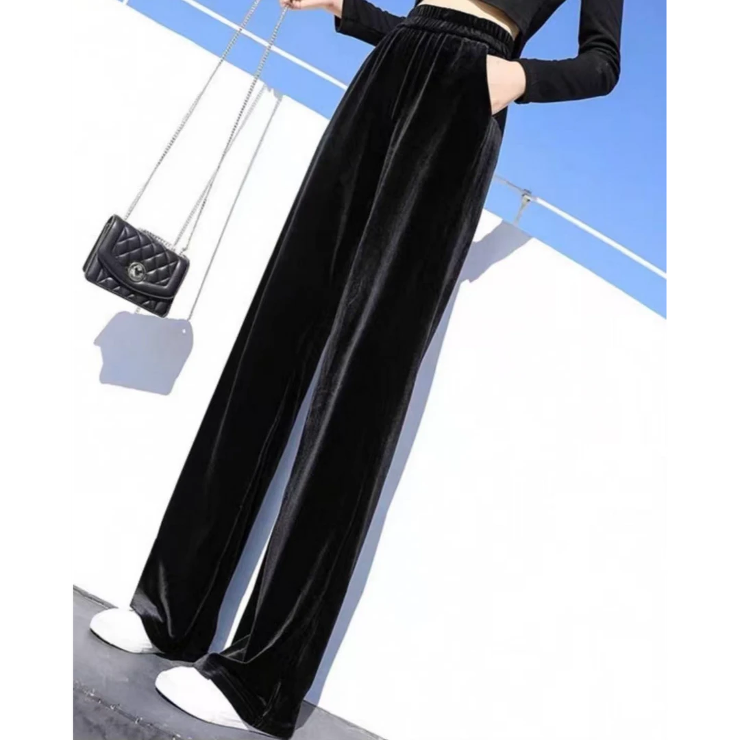 薄款阔腿裤直筒裤休闲运动丝绒常规百搭休闲裤春秋款