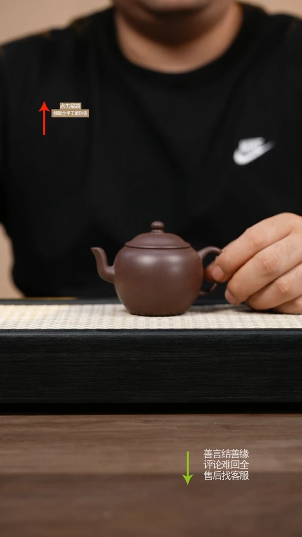 茶壶紫砂紫泥莲子壶