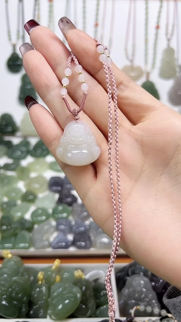 【闪购商品】和田玉颈饰未镶嵌粉白佛公吊坠25