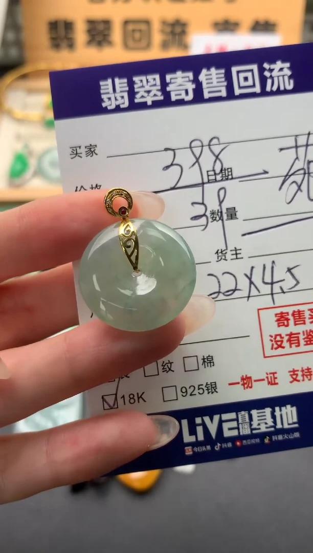 翡翠18K金镶嵌颈饰10134313