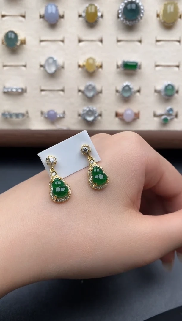 银S925镶嵌戒指翡翠一物一证一礼盒