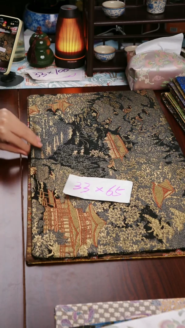 【西阵织登鹳雀楼黑金双面】中国风干泡织锦茶席33*65