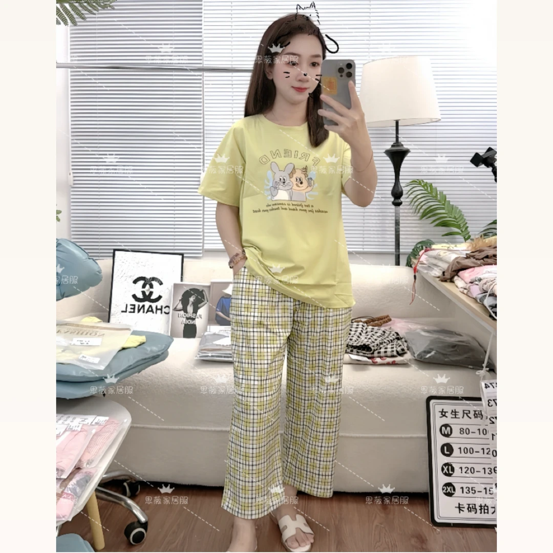 夏季女士爽棉（短袖八分裤）柔软休闲风家居服