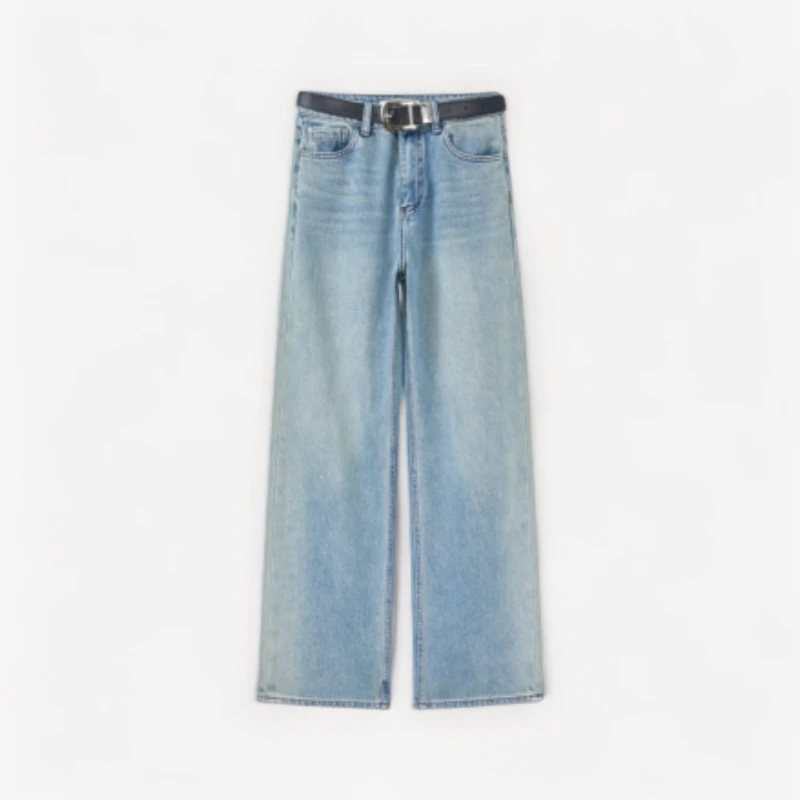 牛仔裤高腰休闲百搭夏季宽松渐变水洗-8979