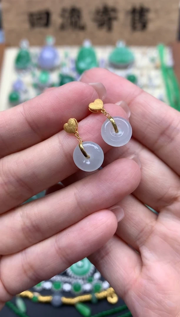 【闪购商品】翡翠耳饰18K金镶嵌122-中国好珍宝