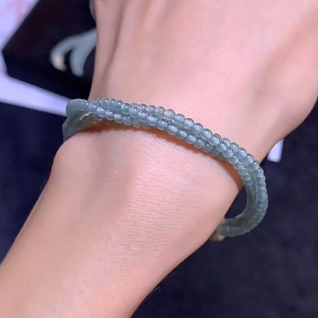 【逍遥】天然A货翡翠麻花圆珠手串*KLMH/13/多样性发/1件