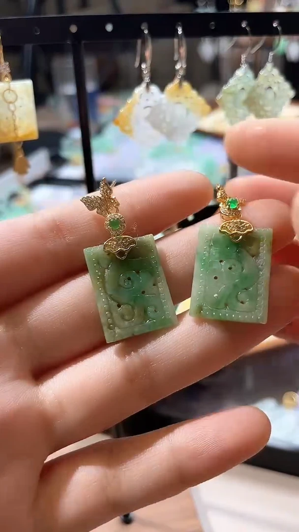 【闪购商品】翡翠耳饰银S925镶嵌耳坠