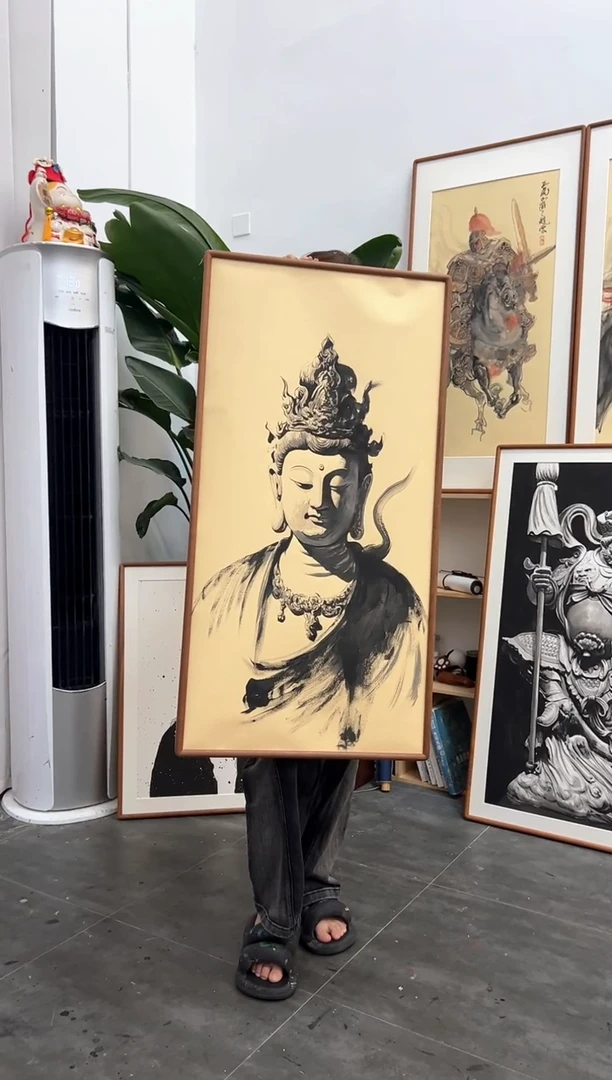 丙烯画鹏*北北老师菩萨竖版精装裱