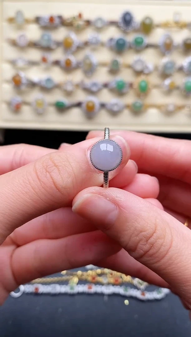 翡翠戒指银S925镶嵌1111111+7