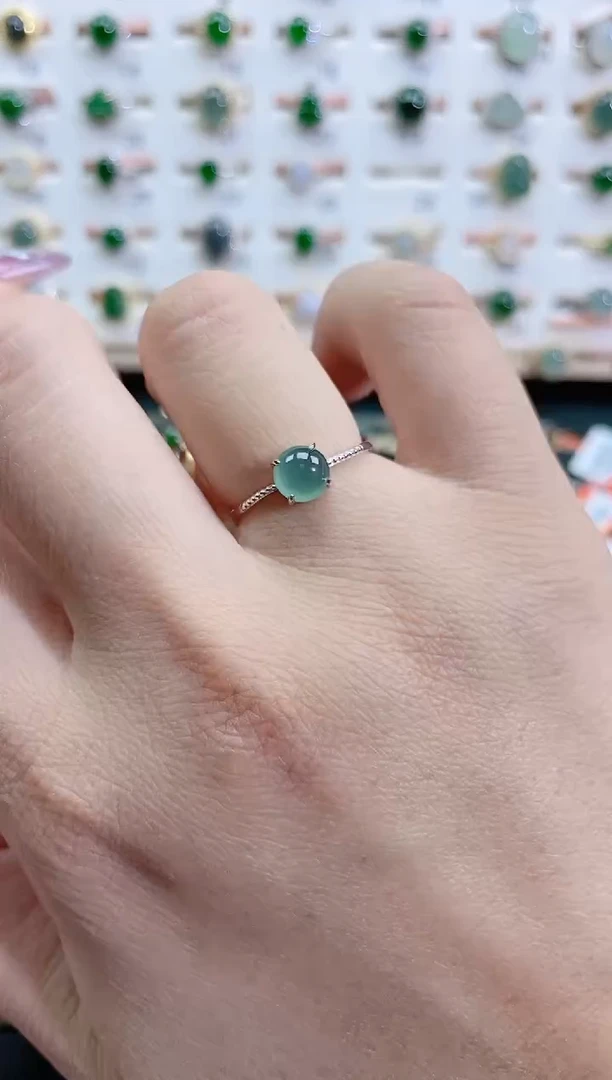 银S925镶嵌戒指翡翠天然翡翠