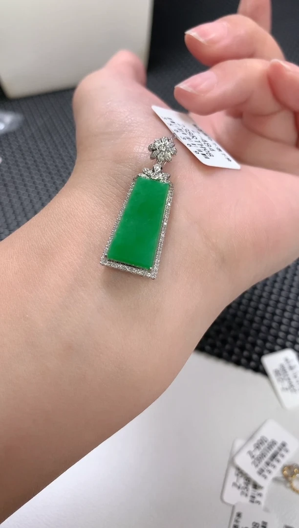 翡翠18K金镶嵌颈饰76