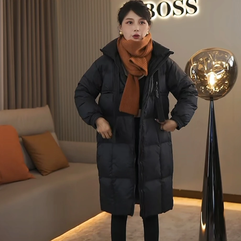 【耿老板6100#M】欧货精致长款加厚时尚2025款白鸭绒羽绒安心绒服