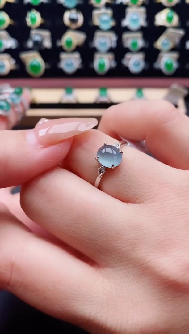 银S925镶嵌戒指翡翠1