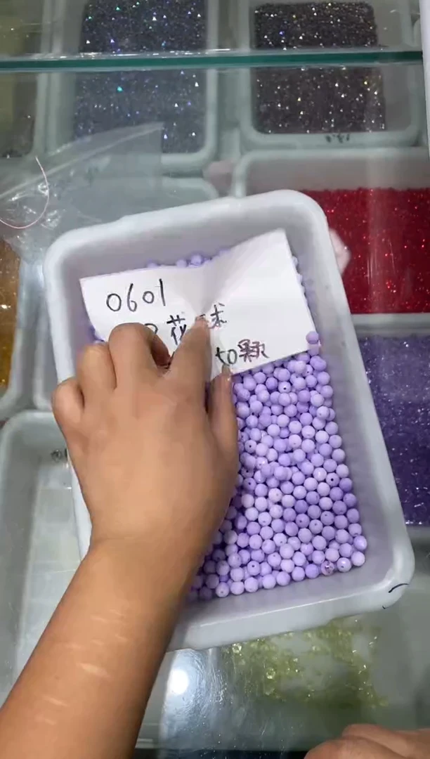 玻璃0601卡8花球浅紫色 50颗