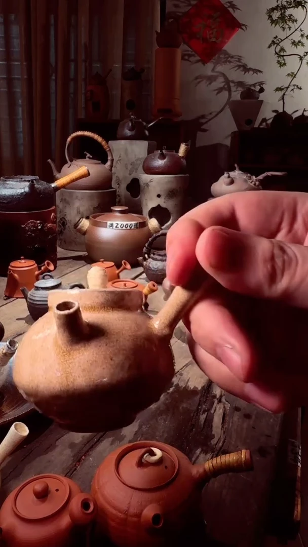 壶90CC纯手工白泥粗砂粉引小泡茶壶