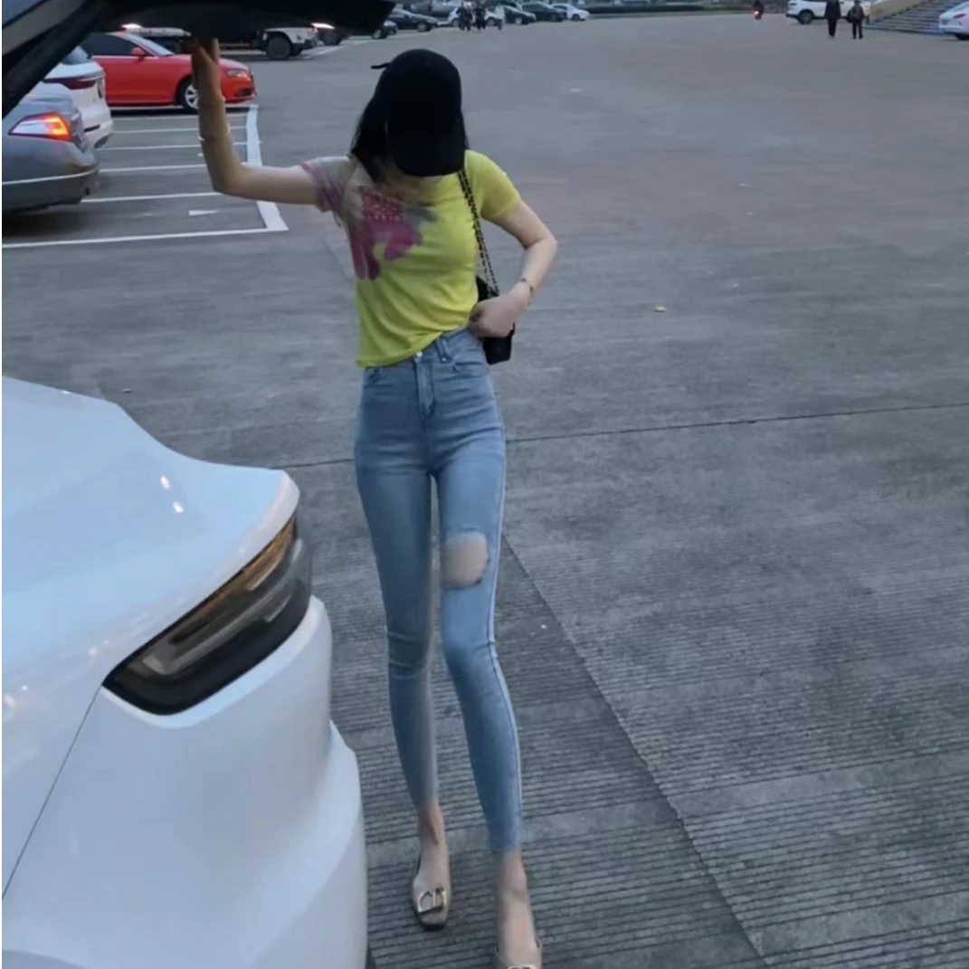 【金金家】欧货洋气弹力网纱 T恤-9315##显瘦打底韩版春夏休闲