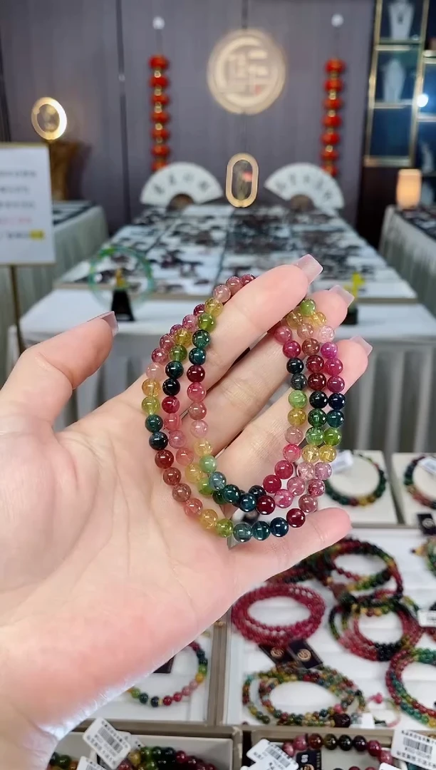 未镶嵌收藏级老矿碧玺三圈手串5mm+碧玺hon多样性发货一条
