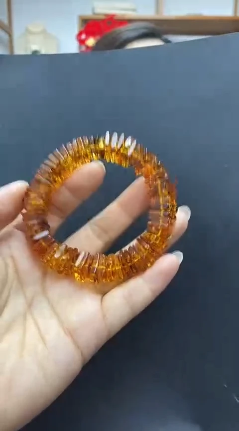 未镶嵌琥珀裸石花珀手串