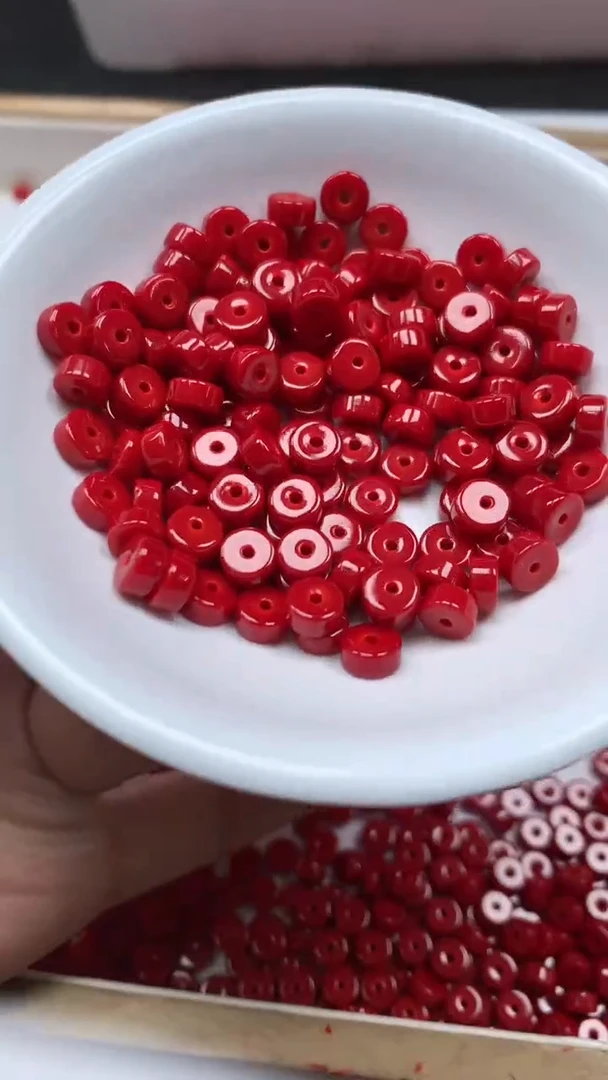 未镶嵌散珠南红玛瑙D13 锦红南红 药片3*6mm50颗8.8元