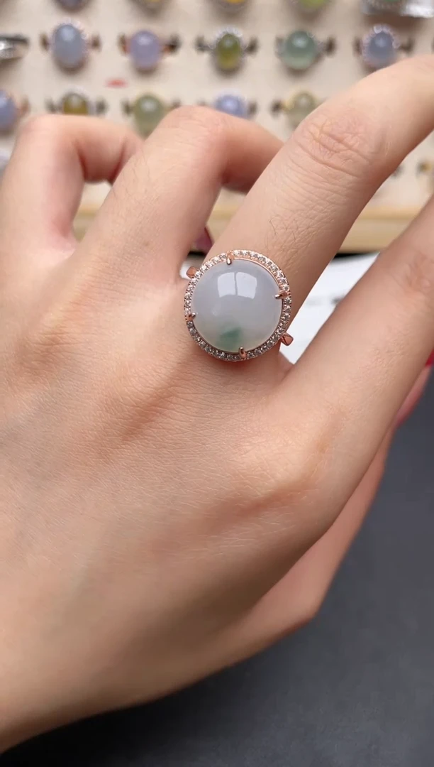 【闪购商品】翡翠戒指银S925镶嵌一物一证一礼盒