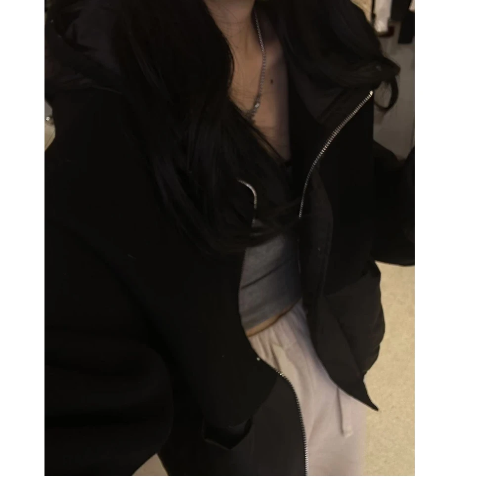 DEZI宝藏衣橱连帽拼接时尚女白鹅绒羽绒服HD98888