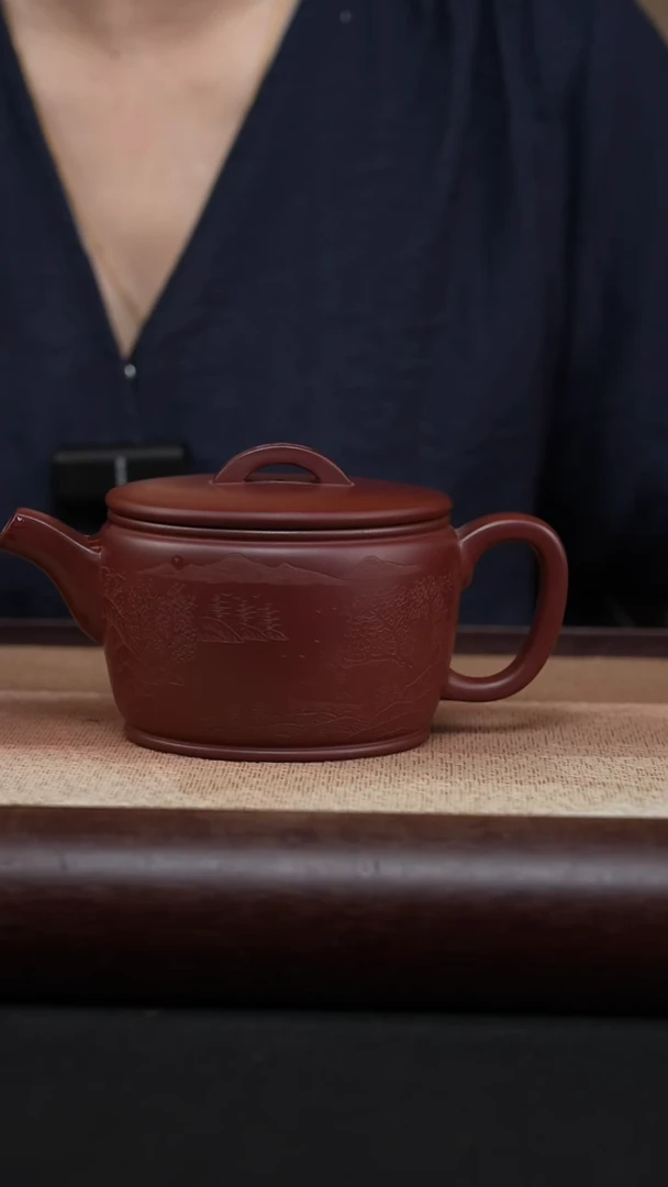 茶壶紫砂龙血砂-大品山水汉瓦MH-1069