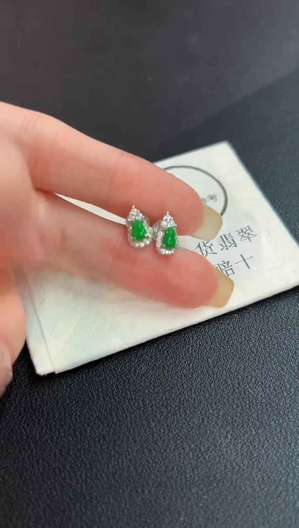 未镶嵌翡翠耳饰 缅料A货/支持复检/一件