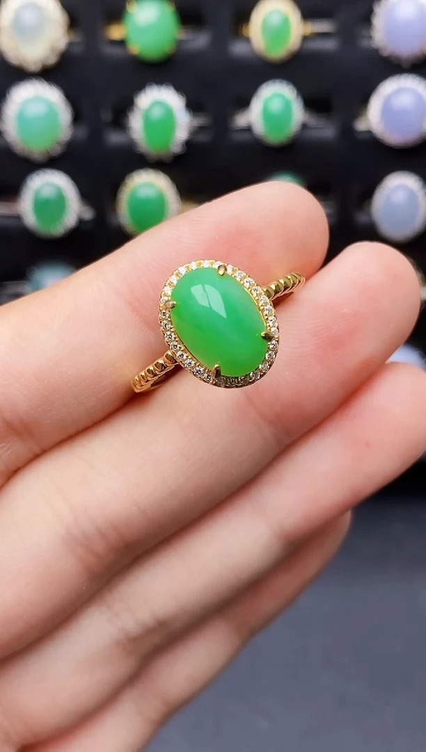 银S925镶嵌戒指翡翠8076