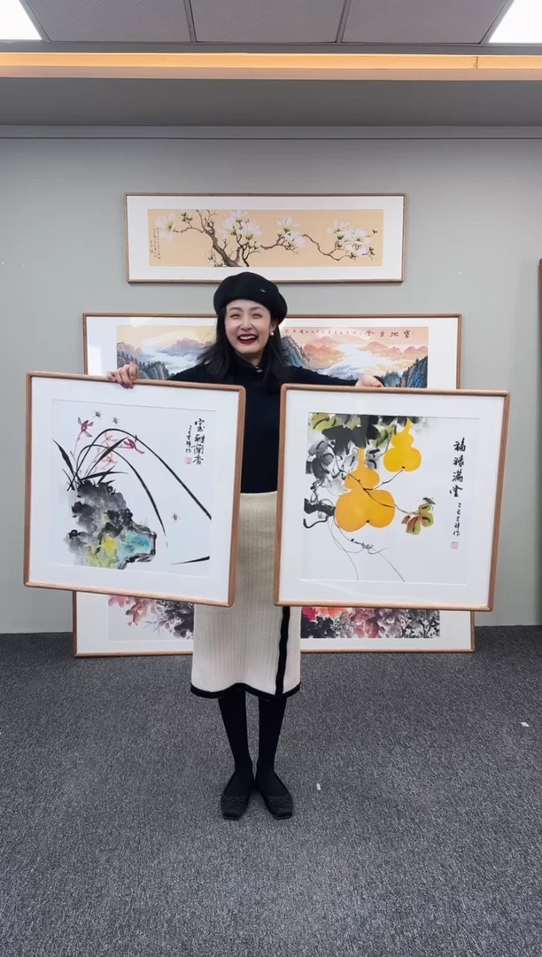 国画兰花兰草60*60+福禄满堂60*60