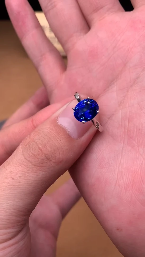 戒指蓝宝石银S925镶嵌2222