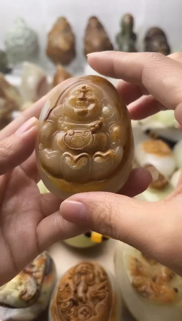 石材古青石棉纹正常不退换弥勒佛