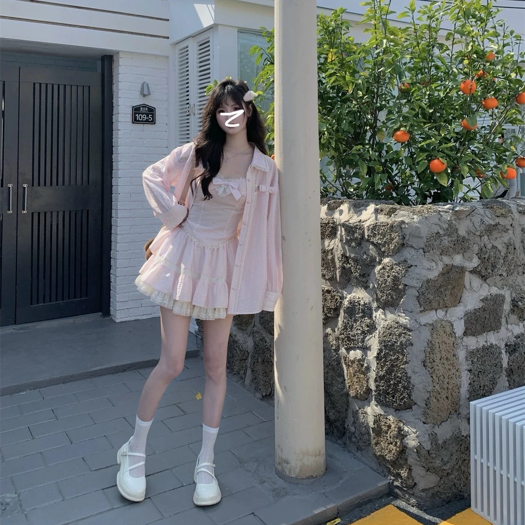【甜汽水少女】温与柔夏季新款甜美风显瘦纯欲风短款三件套