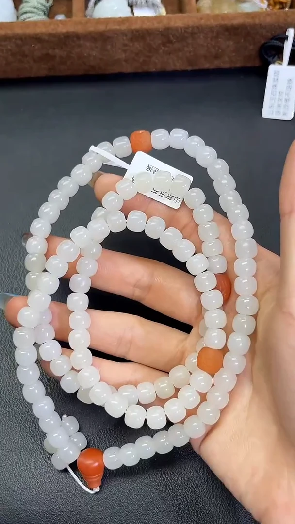 项链未镶嵌和田玉新疆和田玉羊脂白玉108颗