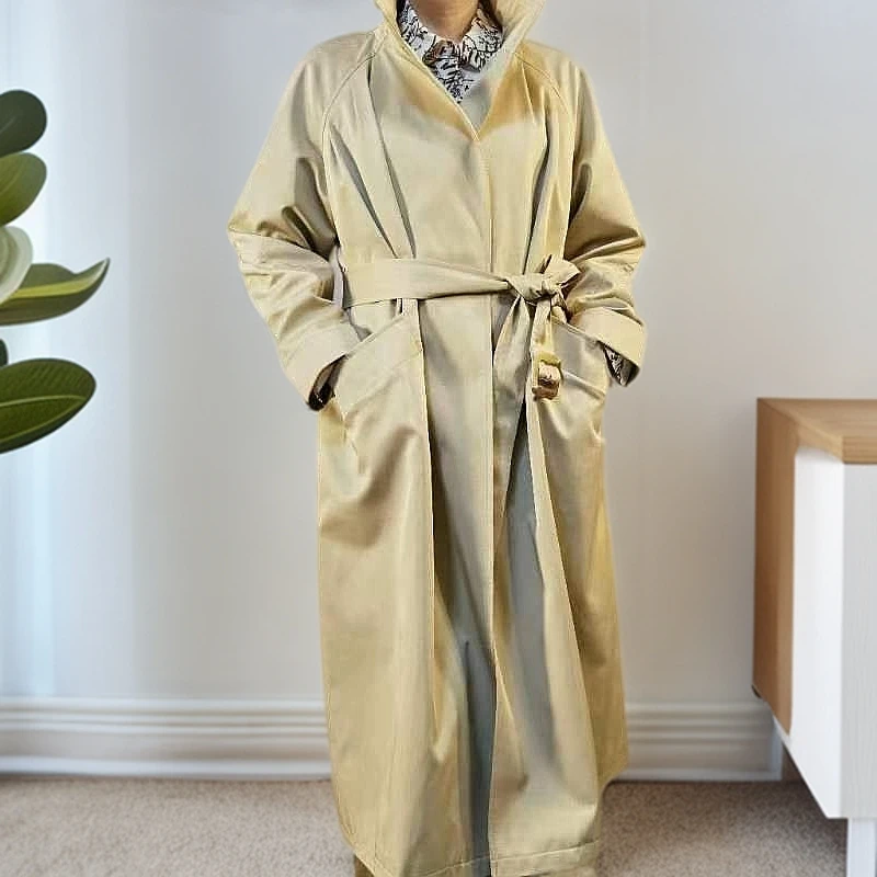 春季立领简洁大气长袖中长款风衣