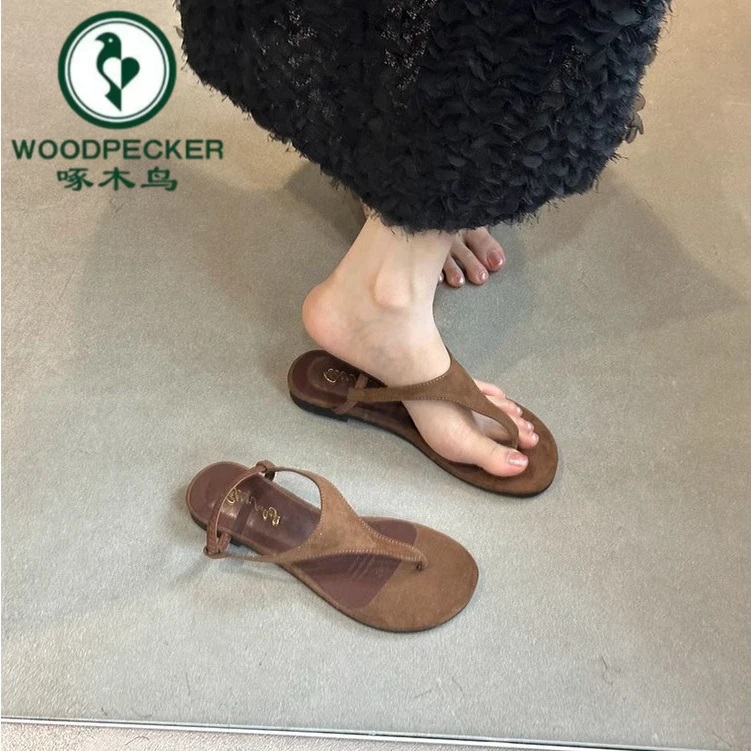 啄木鸟法式绝美夹趾人字拖夏外穿2025新款配裙子沙滩度假罗马凉鞋