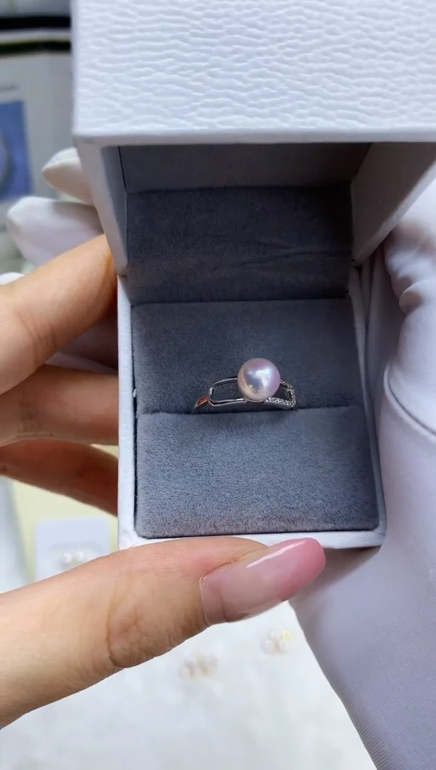 银S925镶嵌DA海水珍珠 akoya戒指6-7MM GD157