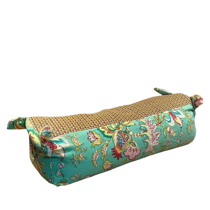 艾草凉席虎头颈椎枕成人儿童夏天床上冰凉四件三角颈椎专用枕方形