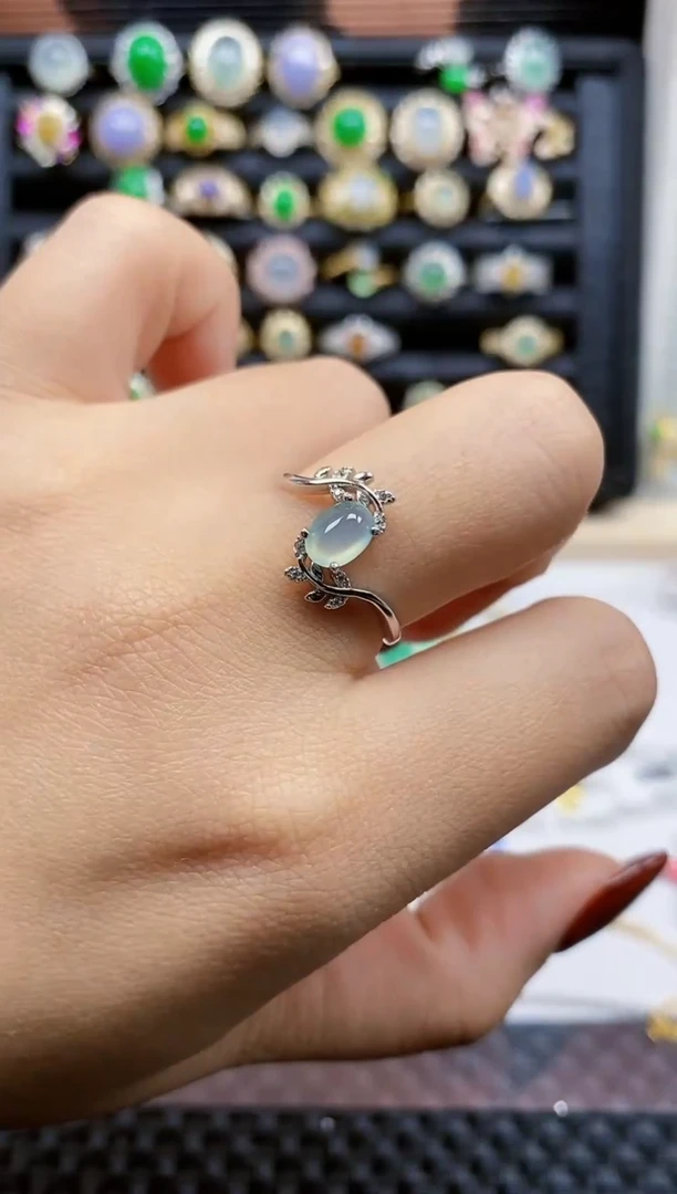 银S925镶嵌戒指翡翠452