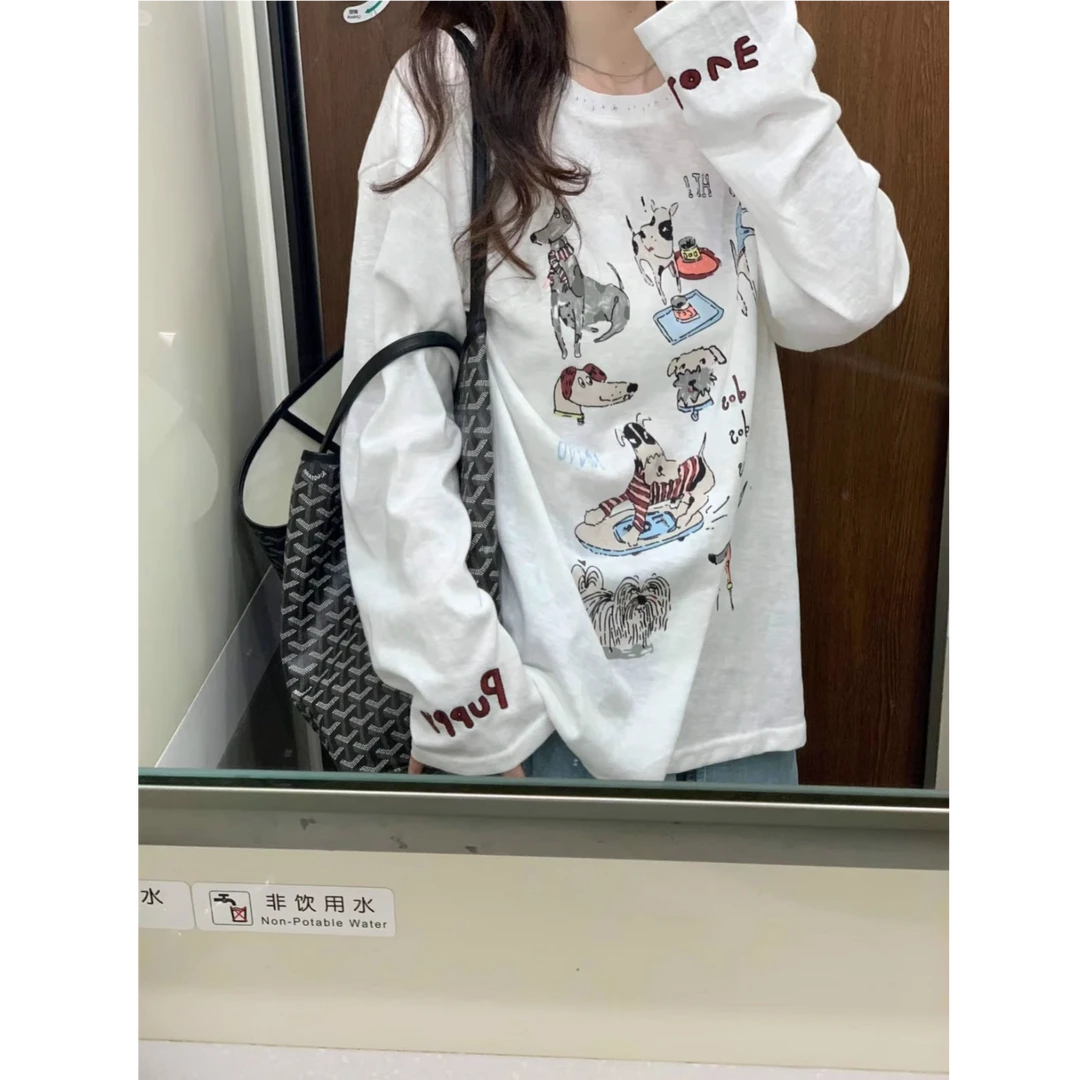 小众设计感刺绣长袖T恤女2025夏季薄款百搭舒适简约上衣