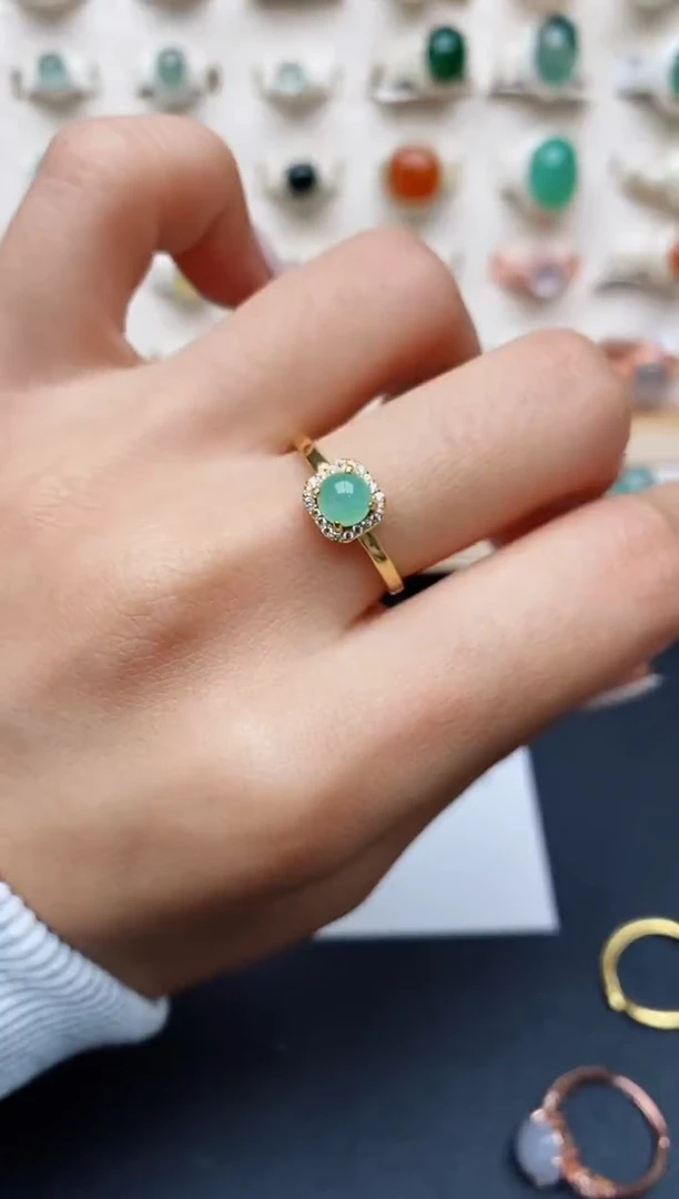 【闪购商品】翡翠戒指银S925镶嵌缅甸翡翠