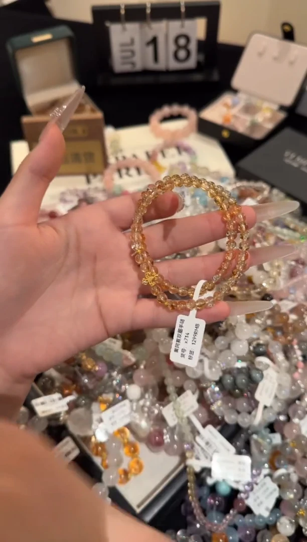 水晶手链合金黄塔晶双圈x714