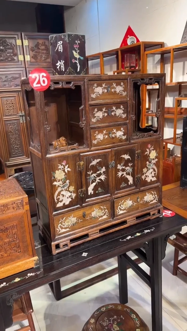 【闪购商品】木木艺缅花镶嵌花鸟百宝柜1880.888888