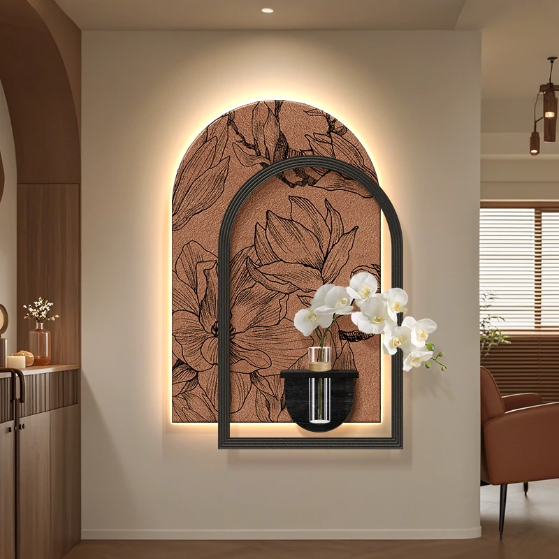 2025新款玄关装饰画中古风diy水培绿植入户画高端客厅背景墙挂画