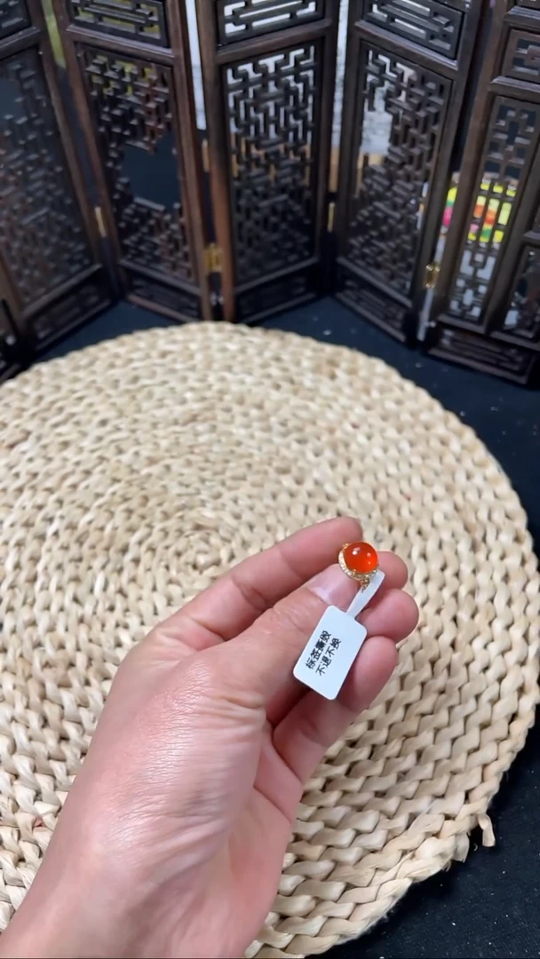 银S925镶嵌戒指南红玛瑙冰红戒指