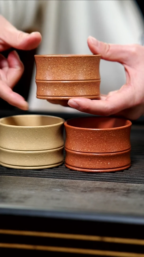 【闪购商品】紫砂茶壶05-三色好运大吉竹节杯100cc