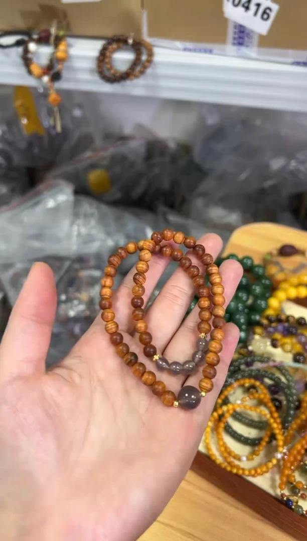 【闪购商品】柏木（崖柏）手串未镶嵌老料崖柏玛瑙珠双圈[0559]