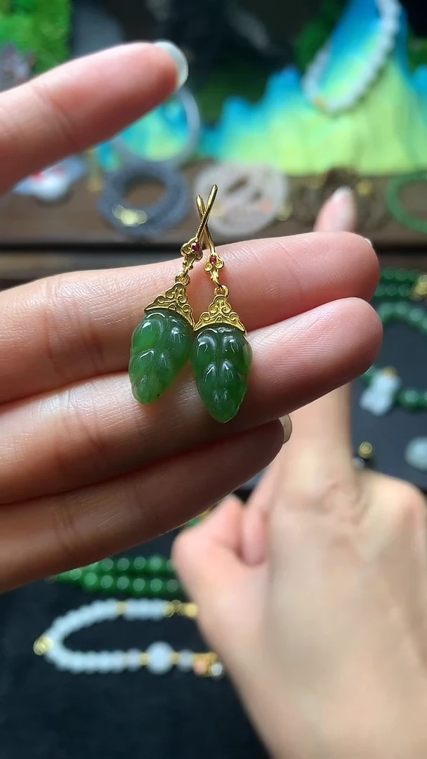 【闪购商品】和田玉耳饰银S925镶嵌耳钩款